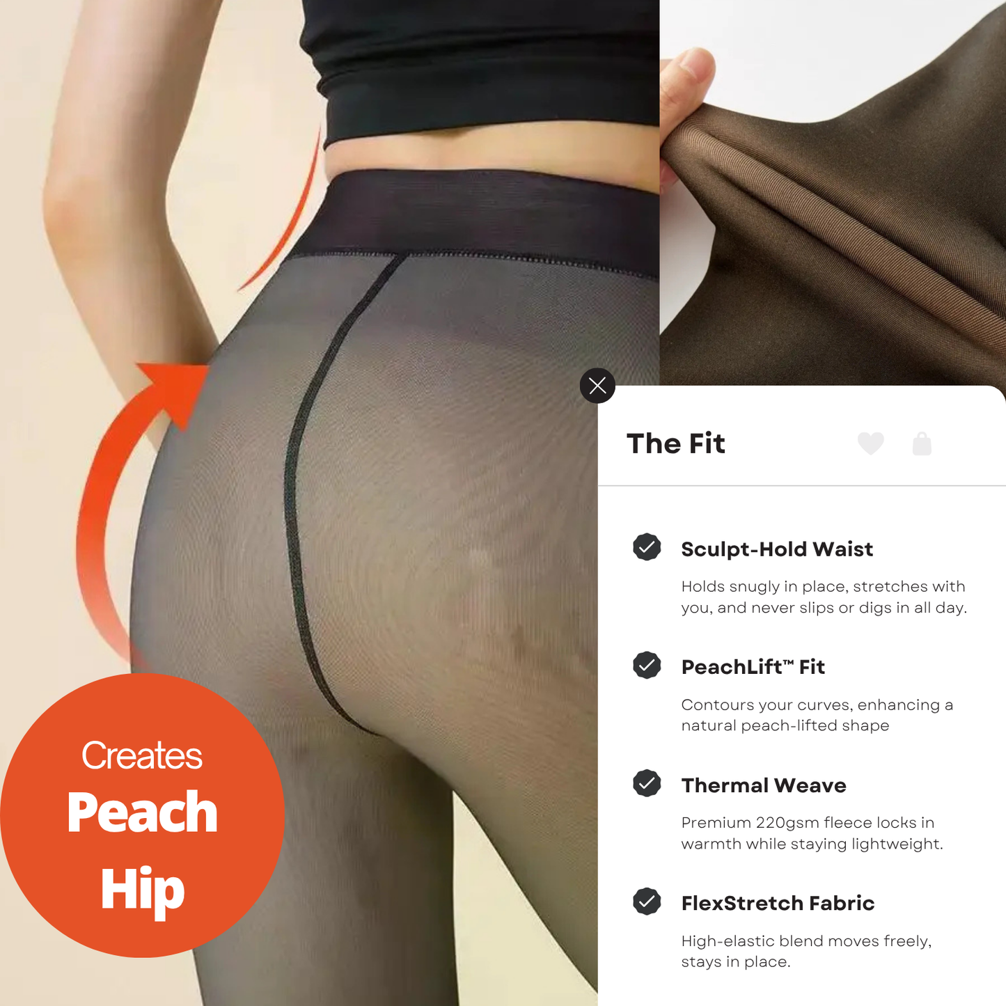 BareFleece™ Viral Magic Fleece Tights With Single Seam & Sheer Tone