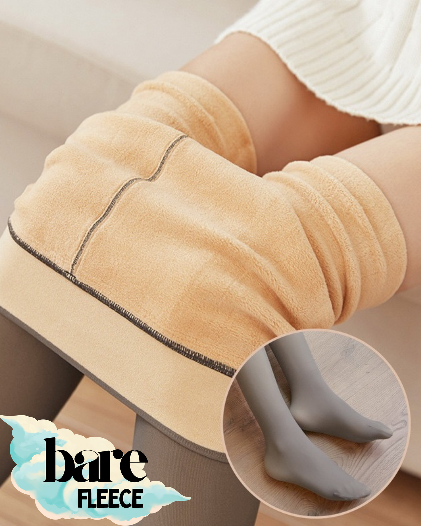 BareFleece™ Viral Magic Fleece Tights With Single Seam & Sheer Tone